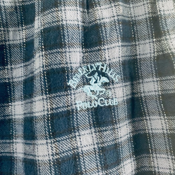 Beverly Hills Polo Club Silver Plaid Pajama Pants in Blue - Picture 3 of 6